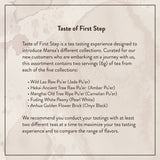 Mansa Tea | Vintage single-origin tea for modern tea drinkers | Gift sets | Taste of First Step - tea tasting assortment with aged pu'er and white tea | pu-erh tea gift set description