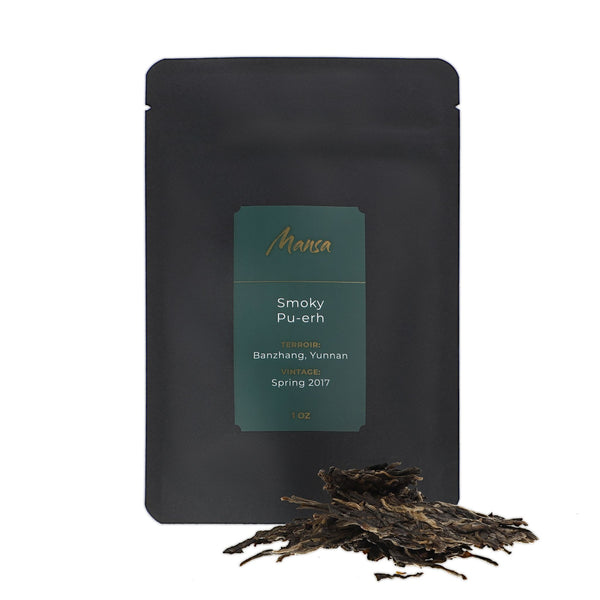 Smoky Pu-erh Tea - Packaging and Dry Leaves