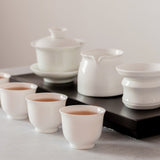 Porcelain gaiwan tea set for gongfu brewing