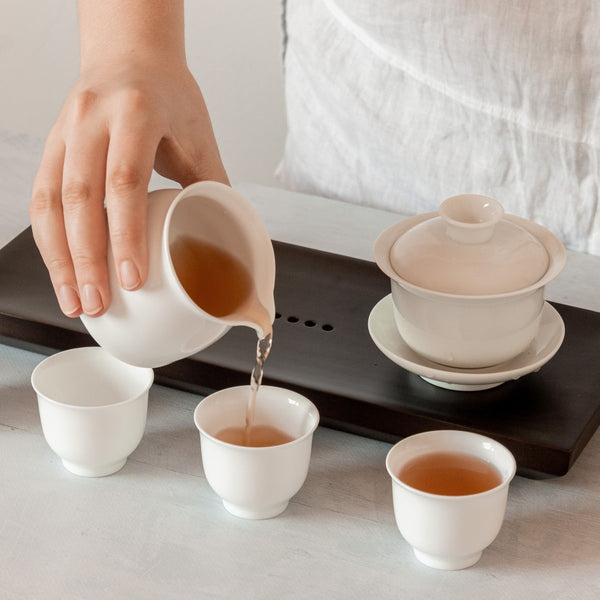 Porcelain teaware for gongfu brewing